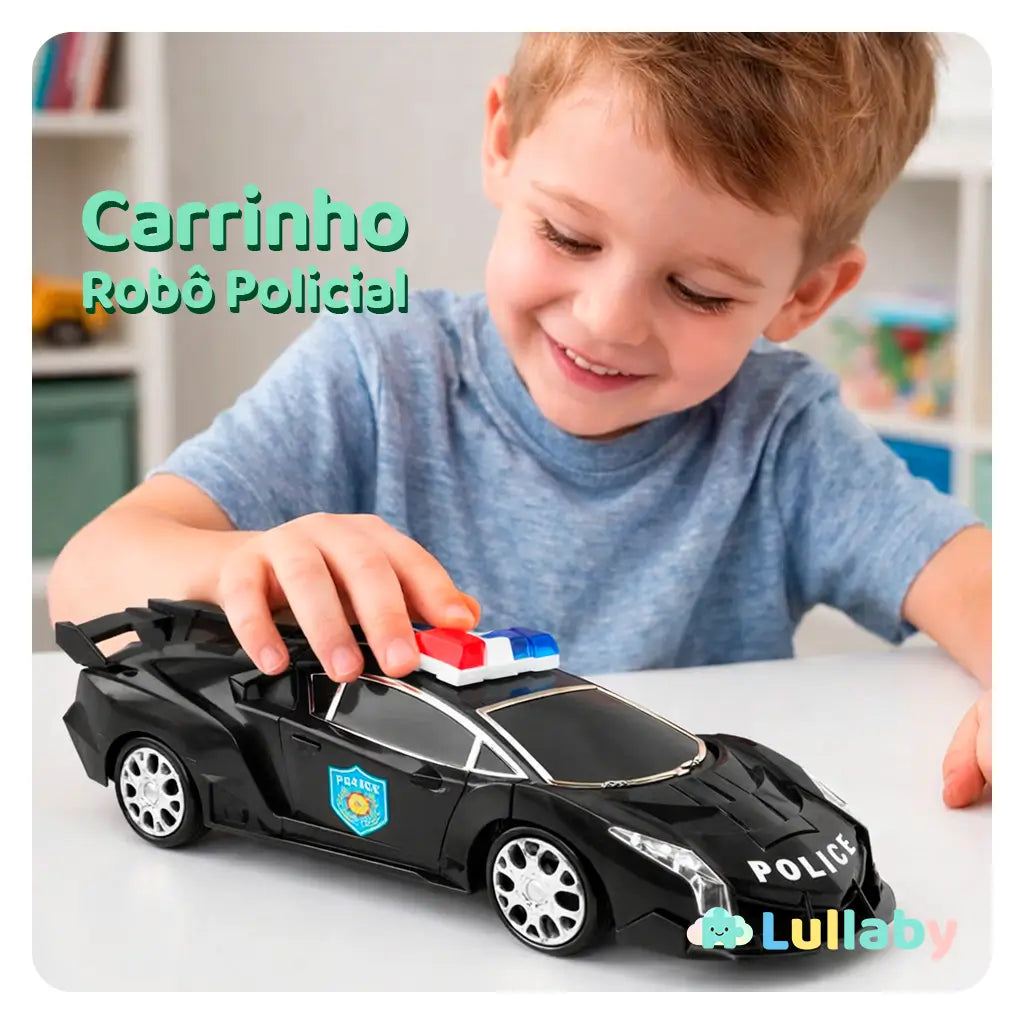 RoboPolice X-Guard – Carrinho de Polícia 2 em 1 que Vira Robô com Luz e Som