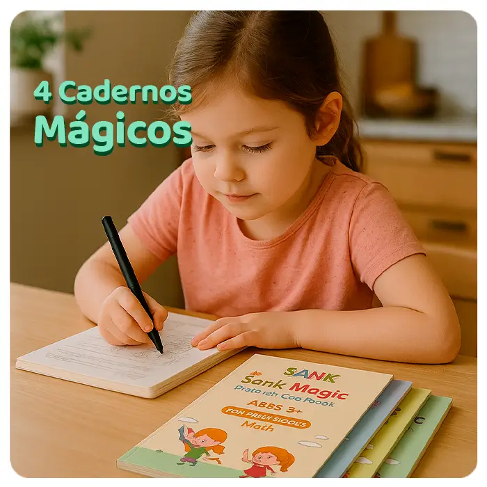 Kit com 4 Cadernos Mágicos para Caligrafia