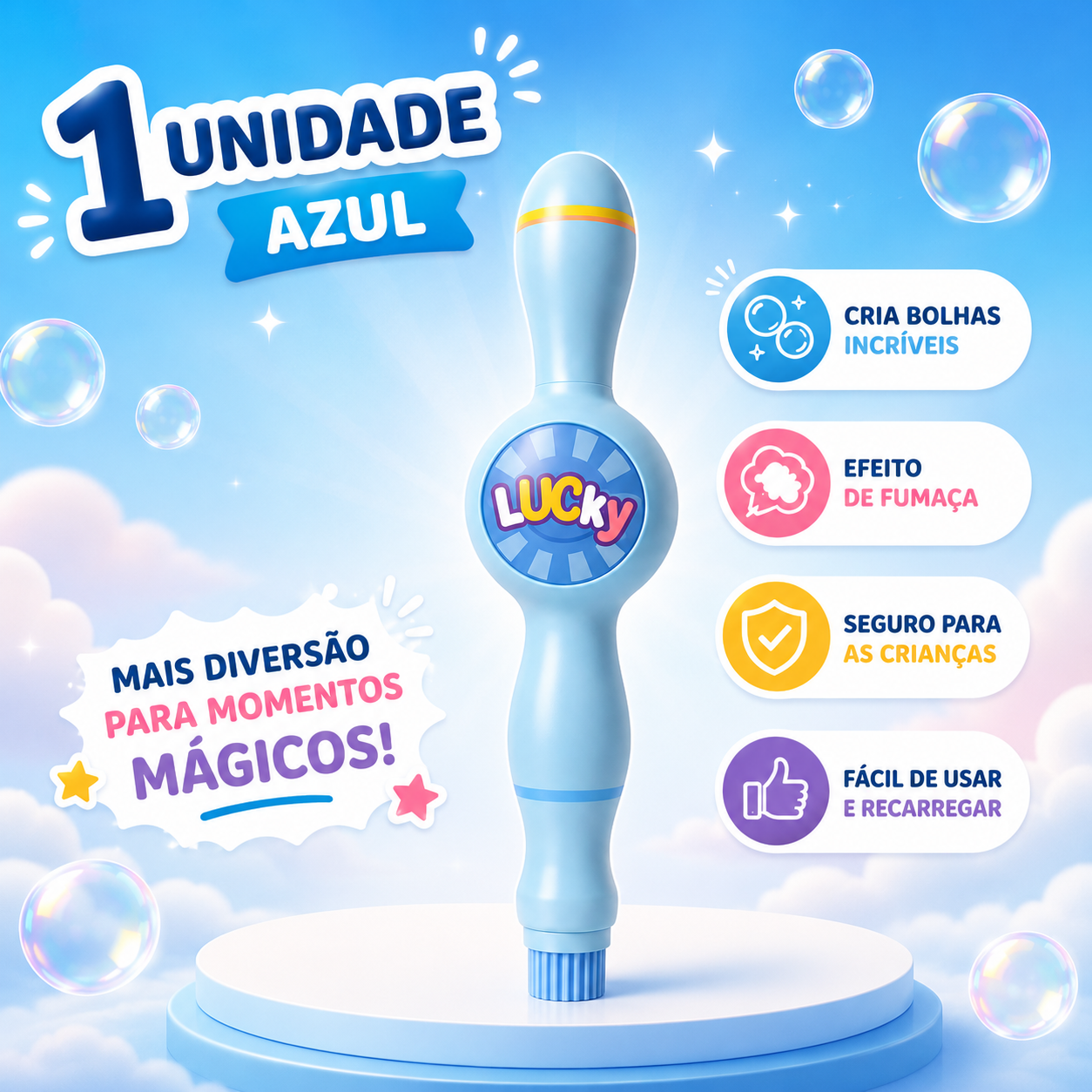 Nuvem Mágica - Lançador de bolhas com fumaça