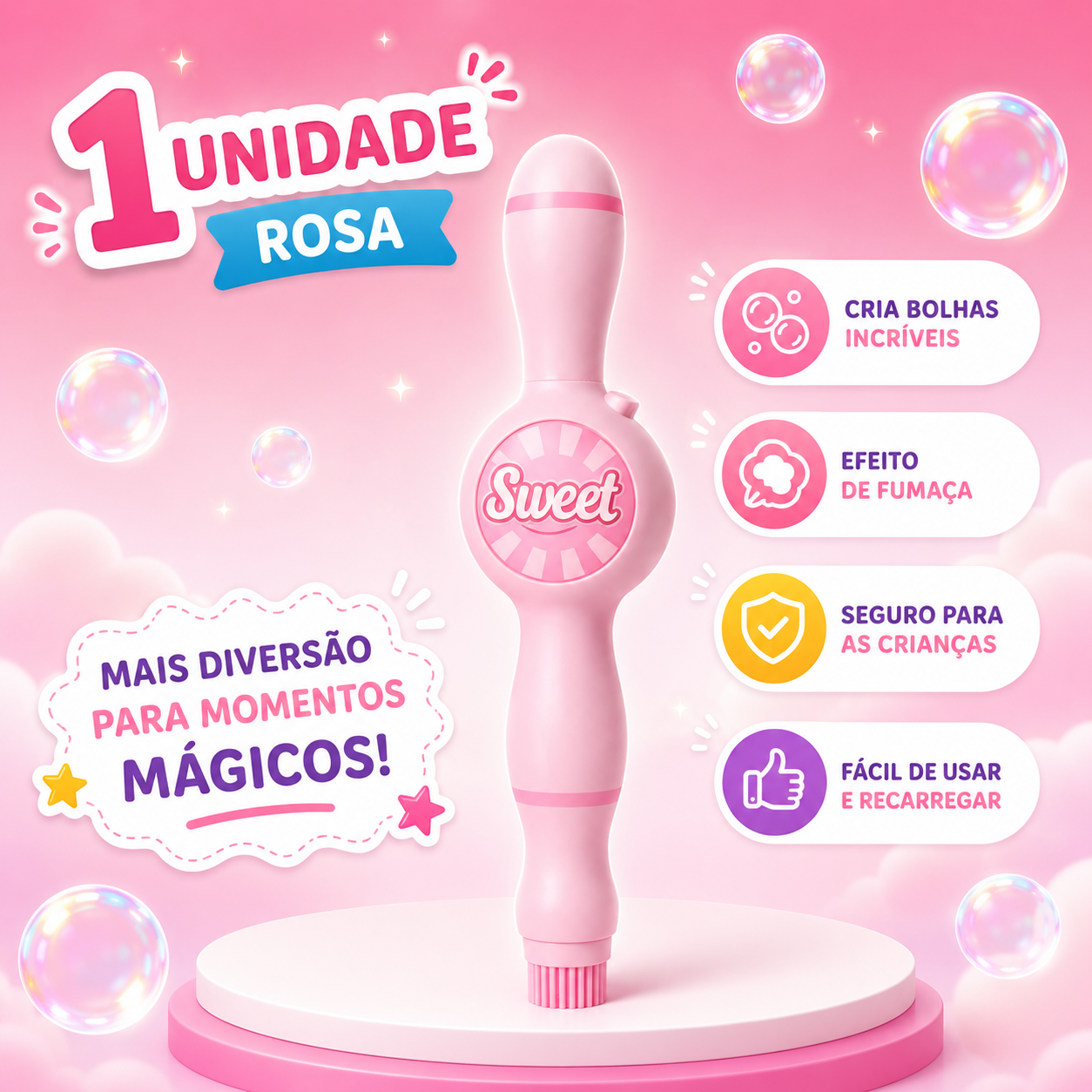 Nuvem Mágica - Lançador de bolhas com fumaça