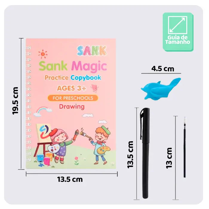 Kit com 4 Cadernos Mágicos para Caligrafia