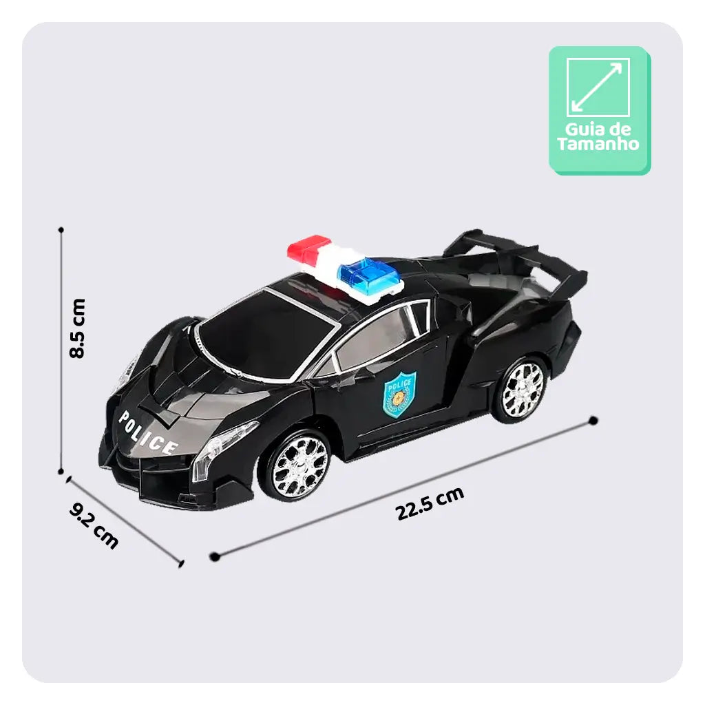 RoboPolice X-Guard – Carrinho de Polícia 2 em 1 que Vira Robô com Luz e Som