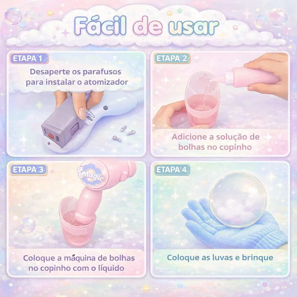 Nuvem Mágica - Lançador de bolhas com fumaça