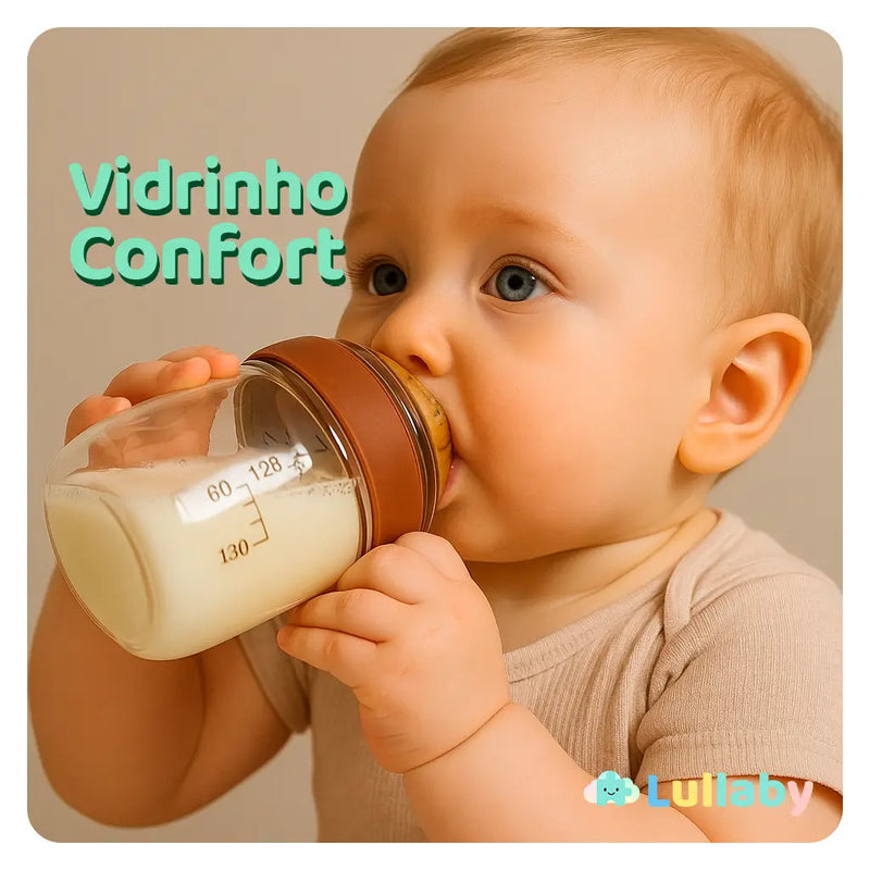 Vidrinho Confort – Mamadeira Anticólica de Vidro com Medidor