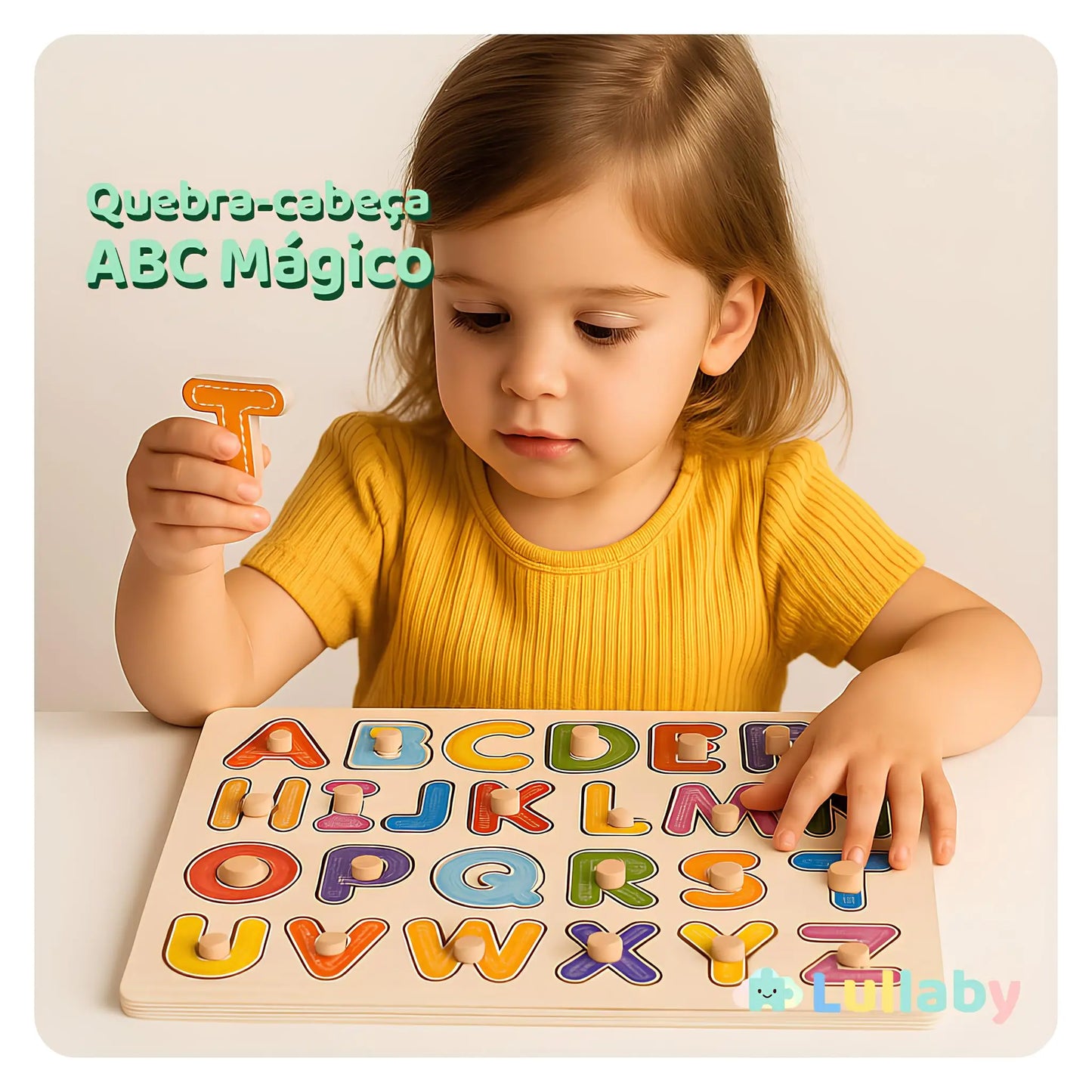 ABC Mágico – Quebra-Cabeça Educativo de Encaixe em Madeira