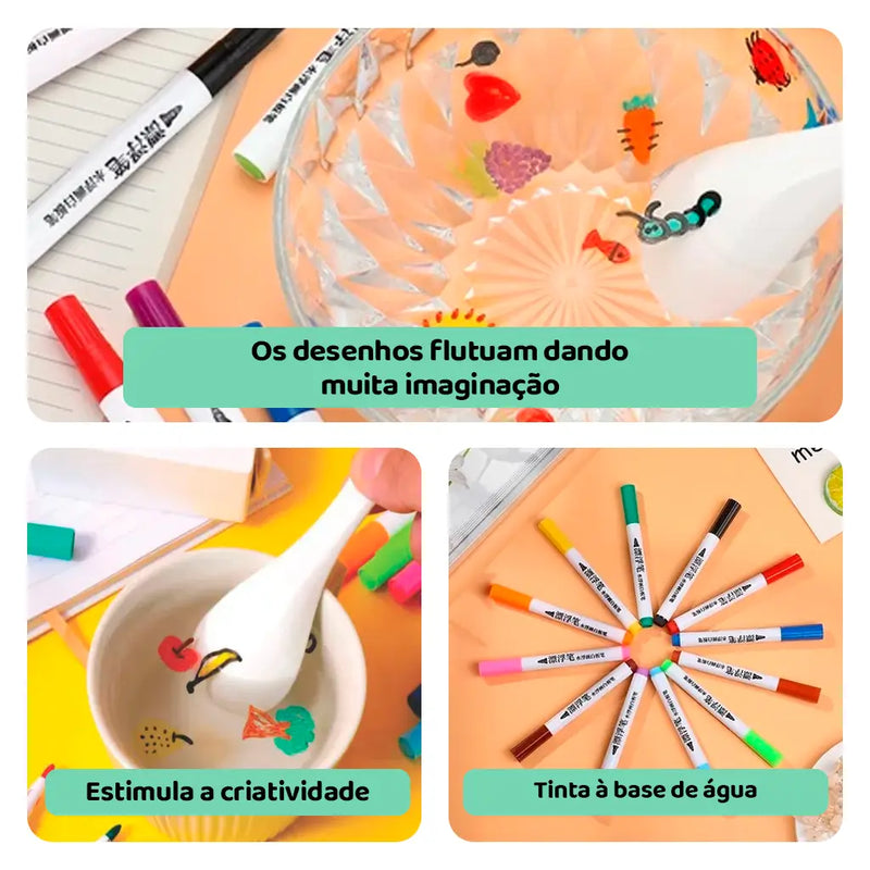 Canetinhas Mágicas Flutuantes – Arte que Ganha Vida na Água!