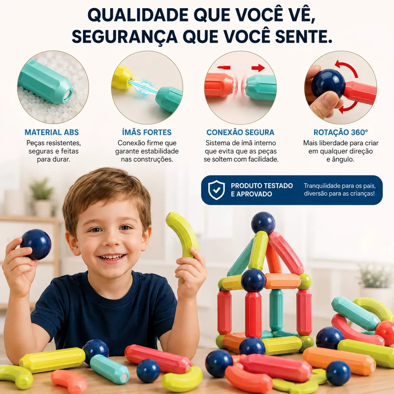 Blocos Magnéticos 3D - Criar, imaginar e aprender brincando
