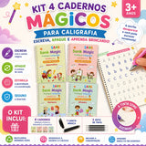 Kit com 4 Cadernos Mágicos para Caligrafia