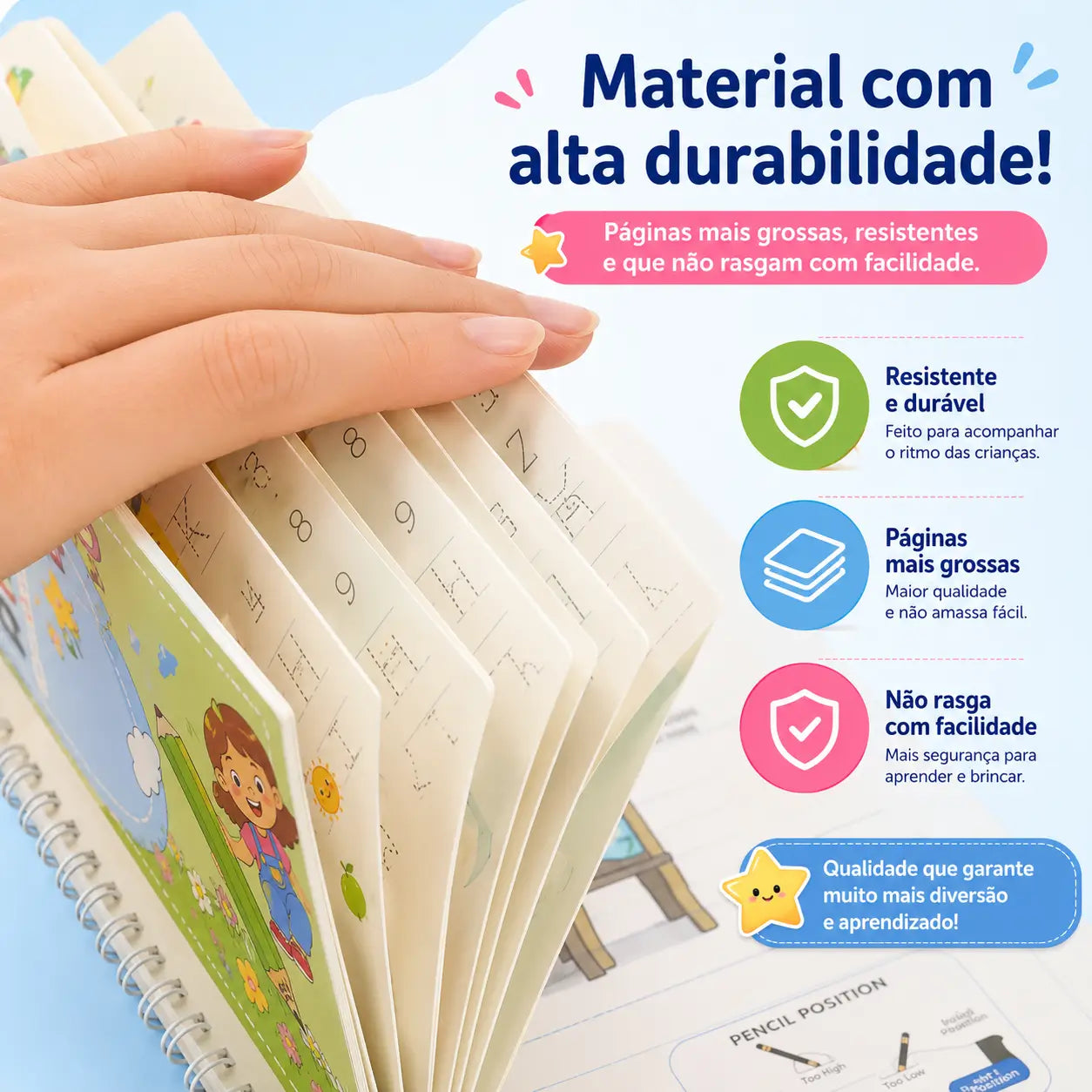 Kit com 4 Cadernos Mágicos para Caligrafia