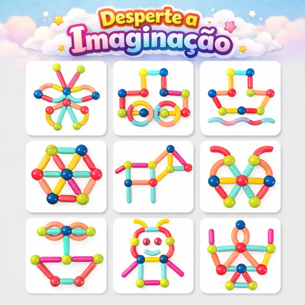 Blocos Magnéticos 3D - Criar, imaginar e aprender brincando
