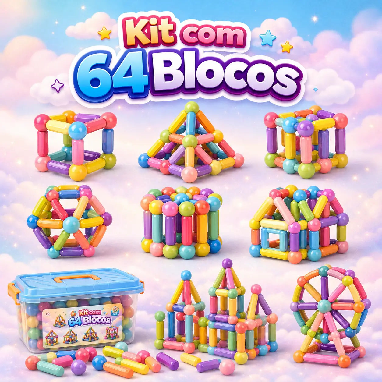 Blocos Magnéticos 3D - Criar, imaginar e aprender brincando