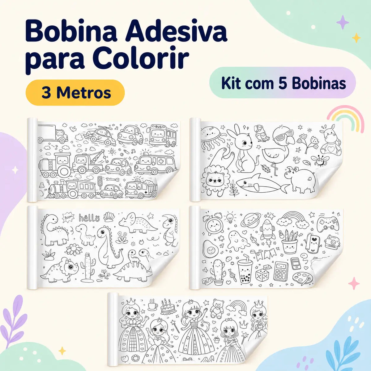 Bobina Adesiva para Colorir (3 Metros)