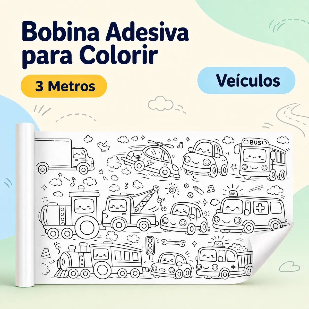 Bobina Adesiva para Colorir (3 Metros)